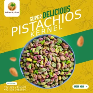Premium quality Platinum Class Pistachio Kernels by Golden Dry Fruit – fresh, shelled, and nutrient-rich dry fruit for healthy snacking in Pakistan.