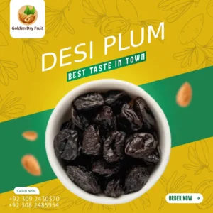 Golden Dry Fruit Black Plum (Gandhari Aloo Bukhara) – Dried black plums packed with flavor, antioxidants, and digestive health benefits.