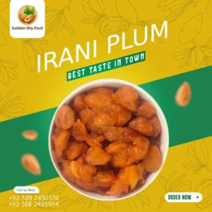 Premium Irani Plum (Irani Aloo Bukhara) by Golden Dry Fruit – Naturally dried, tangy-sweet flavor, perfect for digestion and immunity.
