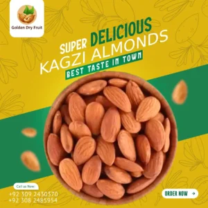 Kagzi Almonds Without Shells – Fresh, Cleaned, and Ready-to-Eat Badam by Golden Dry Fruit, Available in Pakistan