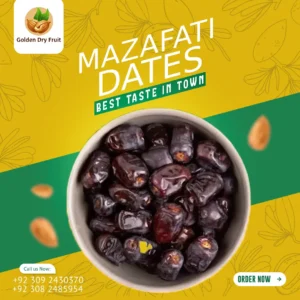 Premium Mazafati Dates (Khajoor) Gold Class from Golden Dry Fruit – fresh, soft, and naturally sweet dates with delivery in Pakistan.