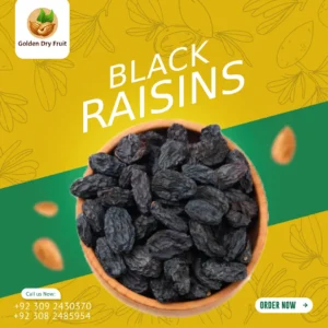Premium Black Raisins (Kali Kishmish) by Golden Dry Fruit – Healthy, Sweet & Natural Dried Fruit for Snacking & Recipes in Pakistan