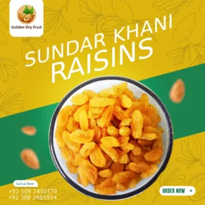 Golden Dry Fruit Sundar Khani Raisins Platinum Class – Fresh, Seedless Kishmish for Snacking and Cooking in Pakistan