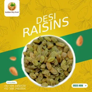 Golden Dry Fruit Desi Raisins – fresh kishmish from Pakistan, naturally sweet, healthy and perfect for snacking or cooking.