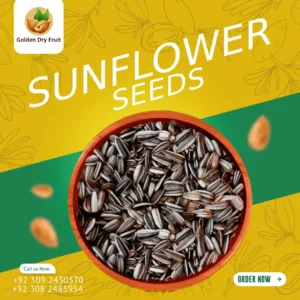 High-quality roasted sunflower seeds (Suraj Mukhī ke Beej) by Golden Dry Fruit – full of healthy fats, fiber & antioxidants, ideal for snacks and cooking in Pakistan.