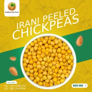 Golden Dry Fruit Irani shelled roasted chickpeas – premium quality, healthy and crunchy chholay for daily snacking in Pakistan.