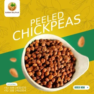 Golden Dry Fruit Shelled Roasted Chickpeas – Premium quality chhilay huay bhune chanay, perfect healthy snack in Pakistan.