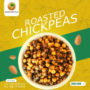 Premium roasted chickpeas (bhune huay chanay) by Golden Dry Fruit – crunchy, healthy, and perfect for snacking in Pakistan.